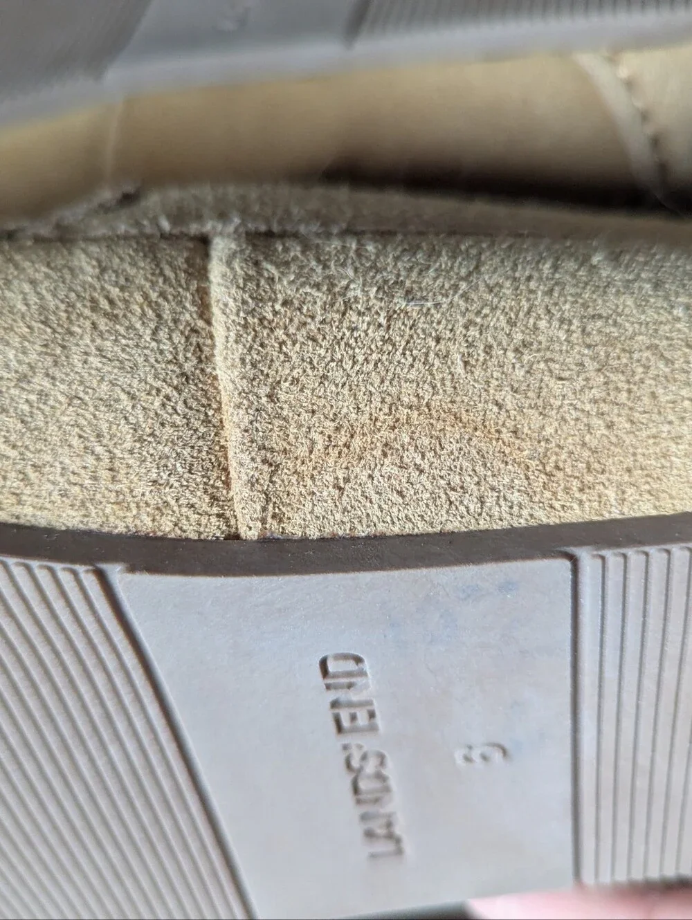 Lands' End Suede Moccasin Slippers in Beige